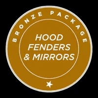 Bronze package promotional badge highlighting hood, fenders, and mirrors for vehicle customization.