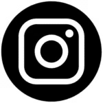 Instagram logo in a circular black background, symbolizing social media and photo sharing platform.