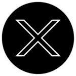 Logo of the social media platform X, featuring a stylized white letter X on a black circular background, representing the brand's identity and modern design.