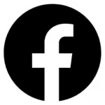 Facebook logo in a circular design with a black background and white letter "f," representing the social media platform.