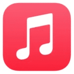 Red and white music note icon representing a music streaming app.