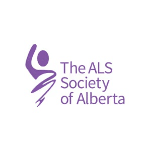 Logo of The ALS Society of Alberta, featuring a stylized figure in purple, representing support for those affected by ALS in Alberta.