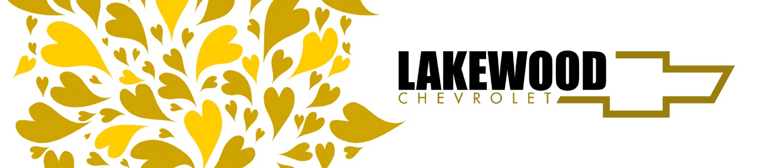 Stylized graphic featuring a floral heart pattern in yellow tones alongside the Lakewood Chevrolet logo, emphasizing a connection to community and automotive excellence.