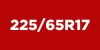 Image showing the tire size 225/65R17, commonly used for SUVs and crossovers, indicating its width, aspect ratio, and rim diameter.